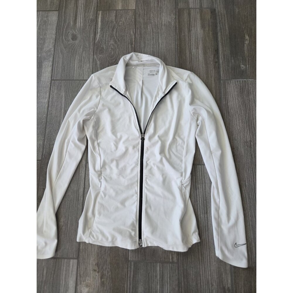 Nike Golf Full Zip Fitted Lightweight Jacket. White/black. Size XS